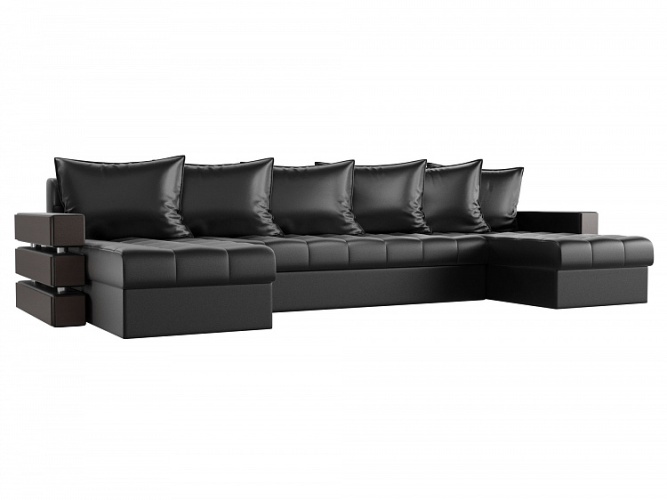 Веста (Венеция) П-образный Черный, угловой диван