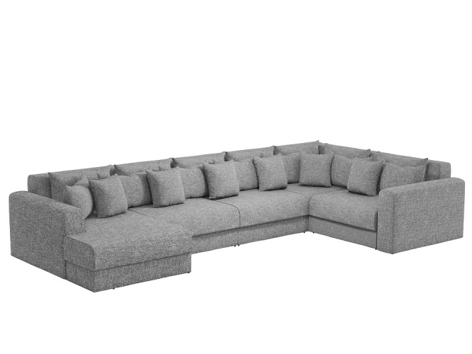 Мэдисон П-образный серый, угловой диван