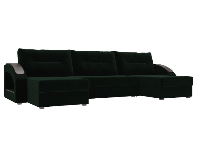 Канзас П-образный Зеленый Велюр, угловой диван