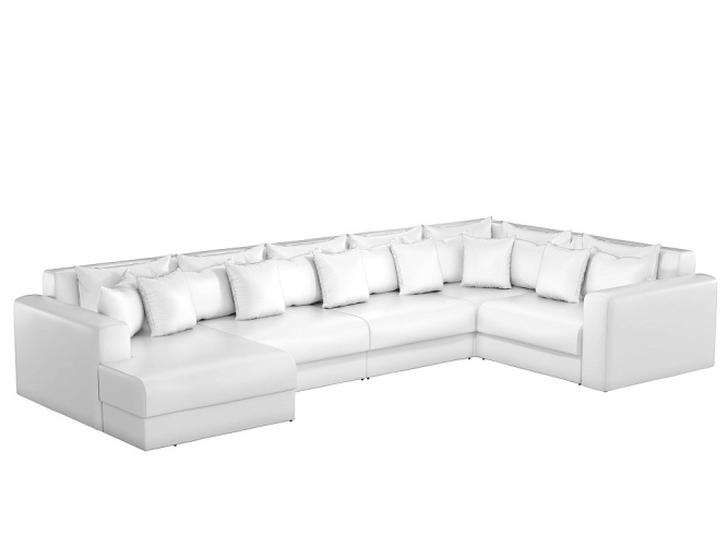 Мэдисон П-образный белый, угловой диван