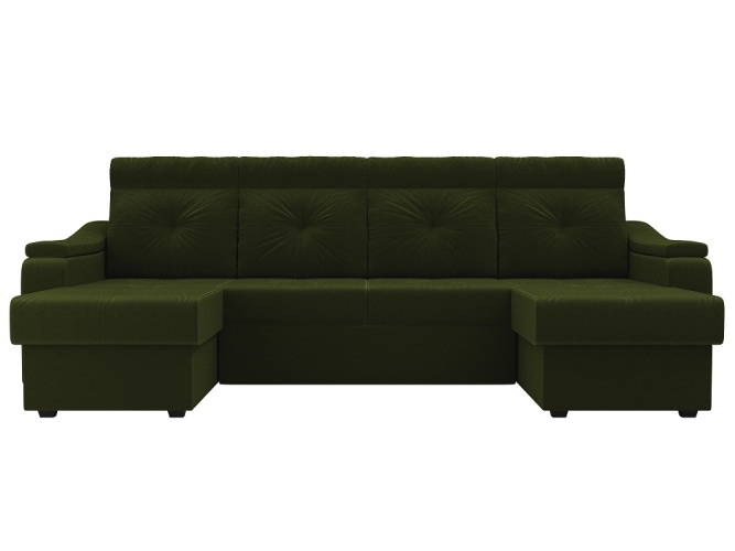 Джастин П-образный Зеленый Микровельвет, угловой диван