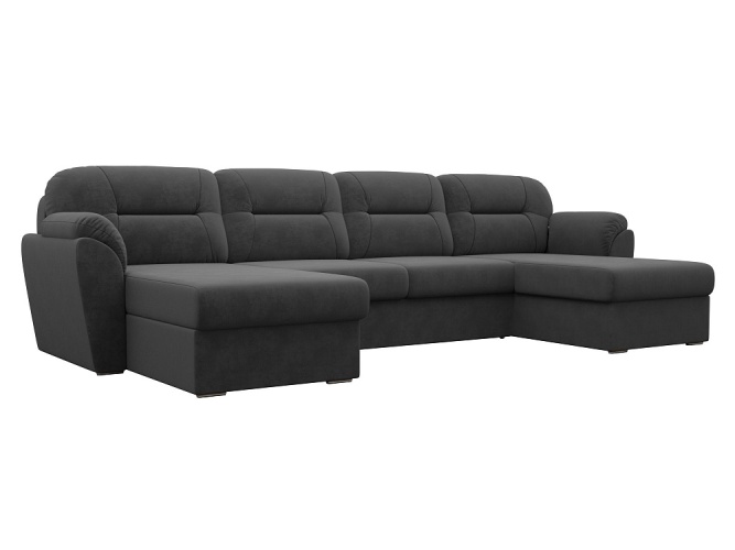 Бостон Luxe П-Образный Серый Вельвет, угловой диван