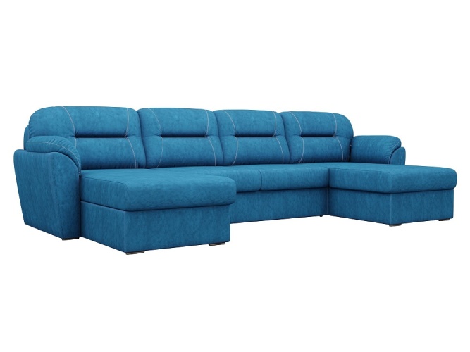 Бостон Luxe П-Образный Синий Велюр, угловой диван