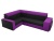 Мустанг с двумя пуфами Черно-Фиолетовый Вельвет Левый, угловой диван