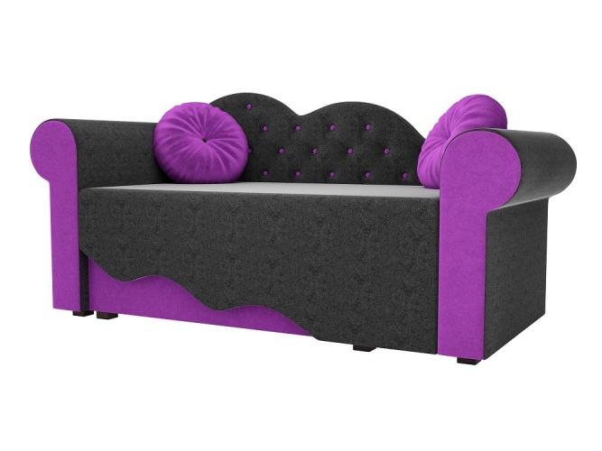 Тедди 2 Черно-Фиолетовый Микровельвет Левый, детский диван