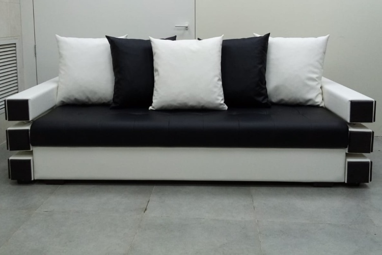 Веста (Венеция) Черно-Белый Экокожа, диван еврокнижка