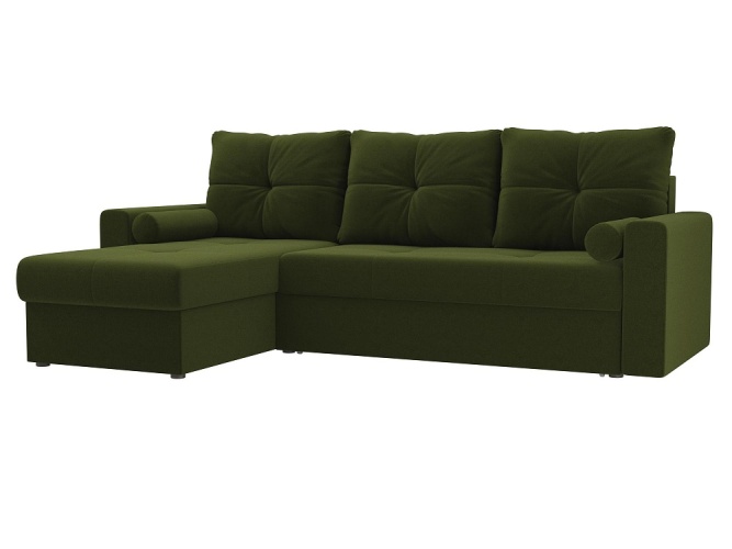 Верона Зеленый Вельвет Левый, угловой диван