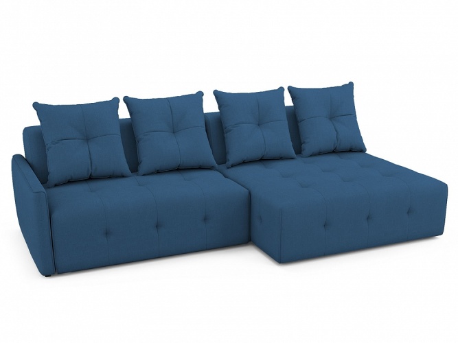 Бронкс Синий Рогожка Правый, угловой диван