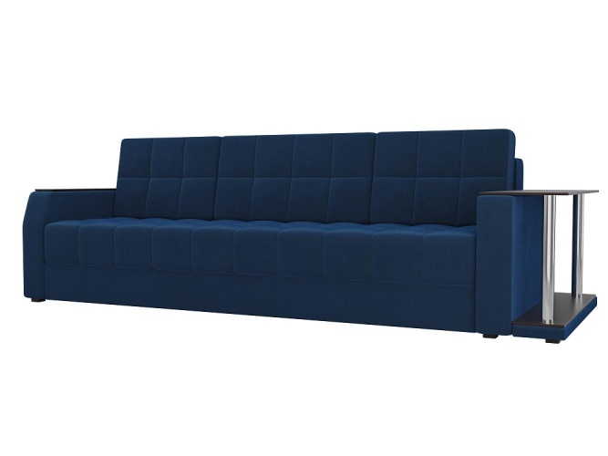 Атлант со столиком Синий Велюр Правый, диван еврокнижка