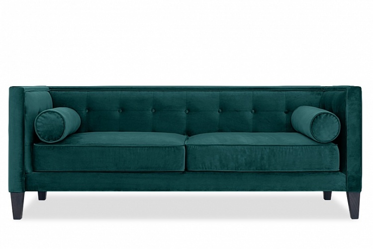 Довиль нераскладной Зеленый Велюр, диван софа