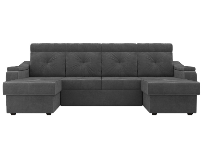 Джастин П-образный Серый Велюр, угловой диван