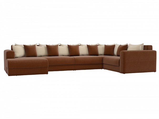 Мэдисон П-образный коричневый рогожка 2, угловой диван