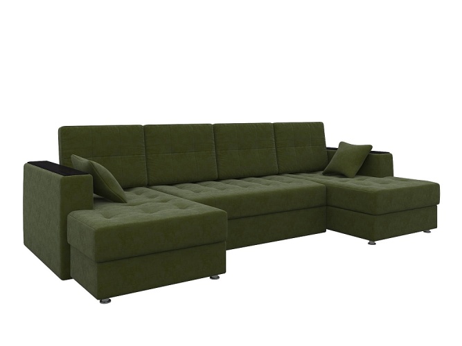 Амир-П Зеленый Микровельвет, угловой диван