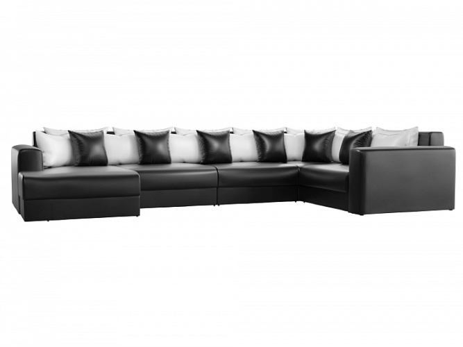 Мэдисон П-образный черный 2 экокожа, угловой диван