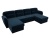 Бостон Luxe П-Образный Синий Вельвет, угловой диван