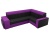 Мустанг с двумя пуфами Черно-Фиолетовый Вельвет, угловой диван