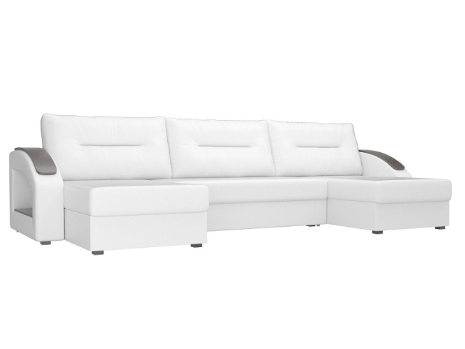 Канзас П-образный Белый Экокожа, угловой диван