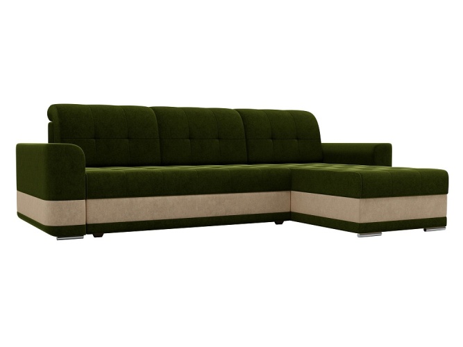 Честер Зелено-Бежевый Вельвет, угловой диван