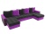 Веста (Венеция) П-образный Черно-Фиолетовый, угловой диван