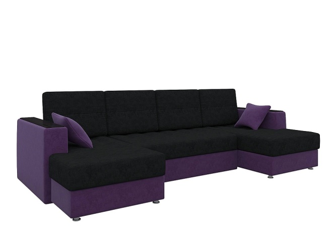 Амир-П Черно-Фиолетовый Микровельвет, угловой диван