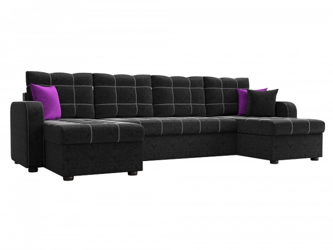 Ливерпуль Квадро П-образный черный, угловой диван