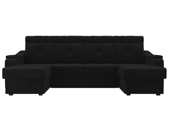 Джастин П-образный Черный Велюр, угловой диван