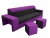 Мустанг с двумя пуфами Черно-Фиолетовый, диван еврокнижка