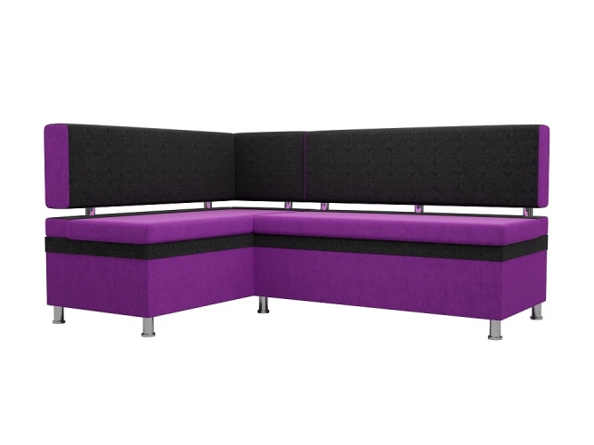 Стайл угловой Черно-Фиолетовый Микровельвет, кухонный диван