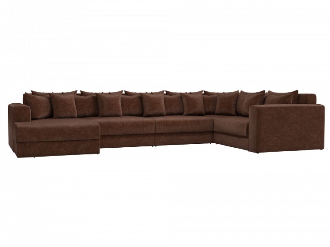 Мэдисон П-образный коричневый, угловой диван