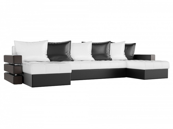 Веста (Венеция) П-образный Бело-Черный, угловой диван