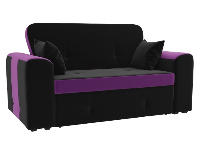 Форте Черно-Фиолетовый Микровельвет, диван выкатной