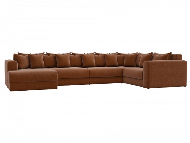 Мэдисон П-образный коричневый рогожка, угловой диван