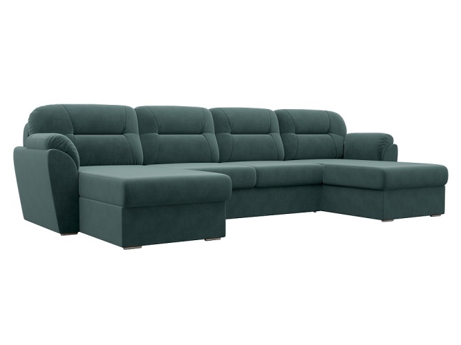Бостон Luxe П-Образный Бирюза Вельвет, угловой диван