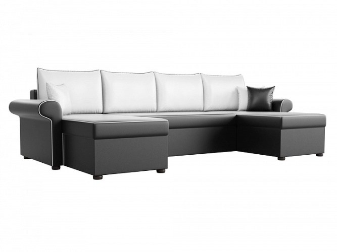 Милфорд Эко П-образный Черно-Белый, угловой диван