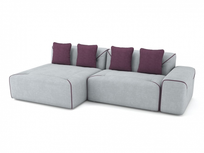 Поруто Portu Серо-Фиолетовый Велюр, угловой диван