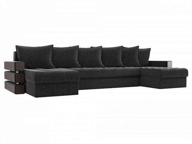 Веста (Венеция) П-образный Черный Вельвет, угловой диван