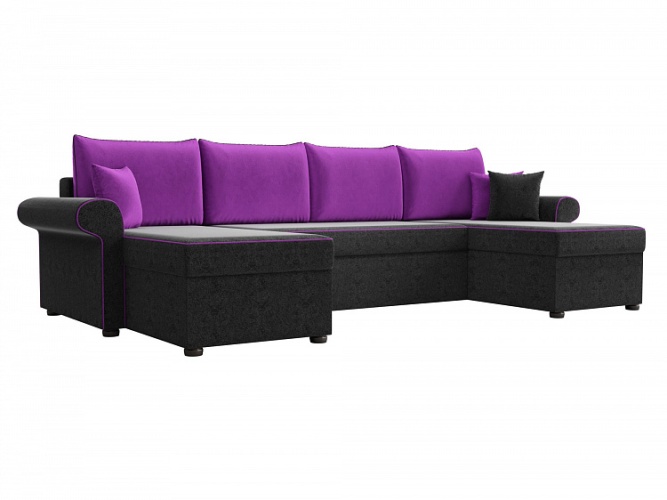 Милфорд Эко П-образный Черно-Фиолетовый, угловой диван