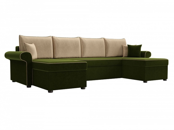 Милфорд Эко П-образный Зелено-Бежевый, угловой диван