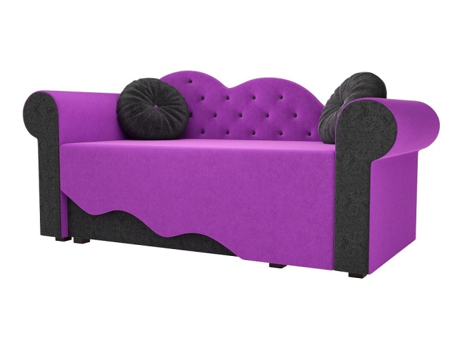 Тедди 2 Фиолетово-Черный Микровельвет Левый, детский диван