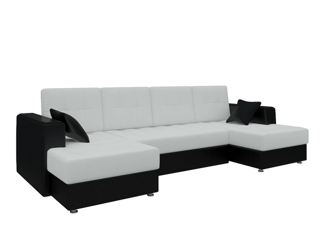 Амир-П Бело-Черный  Экокожа, угловой диван