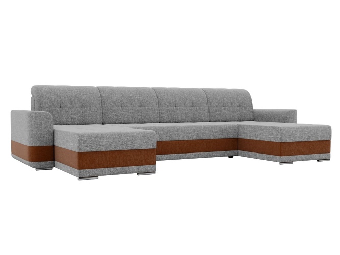 Честер П-образный Серо-Коричневый Рогожка, угловой диван