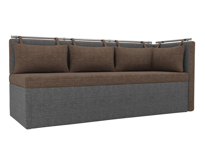 Метро с подлокотником Коричнево-Серый Рогожка, кухонный диван